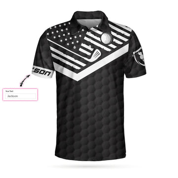 Custom Weapons Of Grass Destruction Custom Name Polo Shirt, Personalized Black American Flag Golf Shirt For Men - Perfect Gift For Men, Golfers