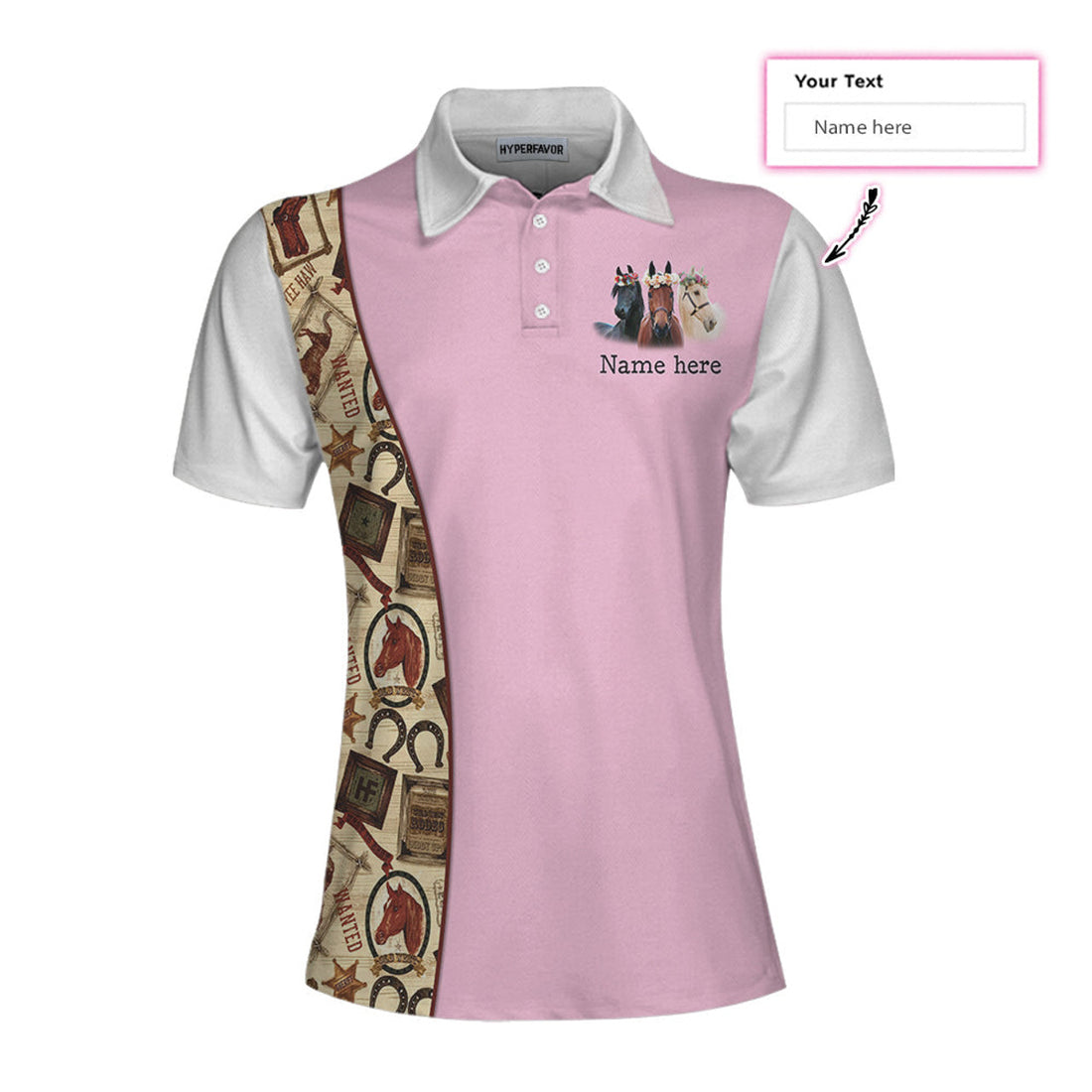 Custom Weekend Forecast Horse Racing Custom Short Sleeve Women Polo Shirt, Personalized Pink And White Polo Shirt For Ladies - Perfect Gift For Women