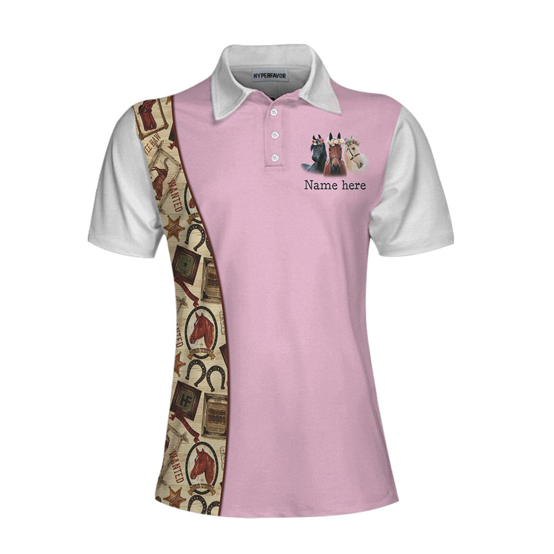 Custom Weekend Forecast Horse Racing Custom Short Sleeve Women Polo Shirt, Personalized Pink And White Polo Shirt For Ladies - Perfect Gift For Women