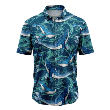 Whale Waves Hawaiian Shirt, Summer gift, Hawaiian Shirts for Men, Aloha Beach Shirt