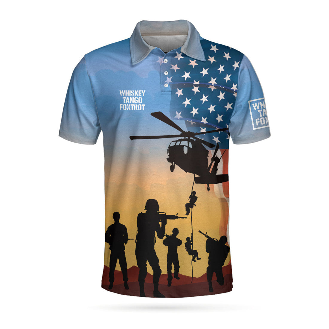 Whiskey Tango Foxtrot Military Polo Shirt, Helicopter American Flag Polo Shirt, Patriotic Military Shirt - Perfect Gift For Women