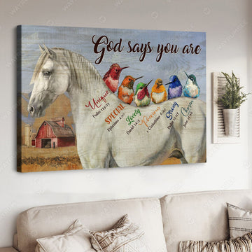 White Horse, God Says You Are Unique Special Lovely Precious Strong Chosen Poster and Canvas