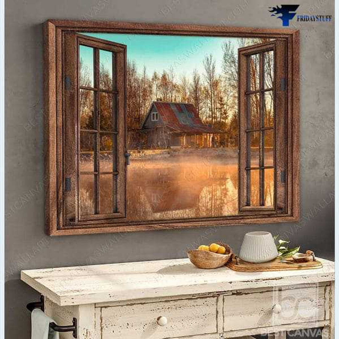 Window Poster, House Scenery, Wall Decor Poster and Canvas