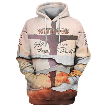 FUNSTUFFPRINT 3D With God All Things Are Possible 3D Hoodie and Zip Hoodie