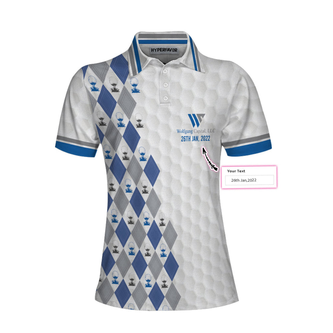 Custom Wolfgang Capital Argyle Pattern With Golf Ball On Tee Custom Shortsleeve Women Polo Shirt - Perfect Gift For Women