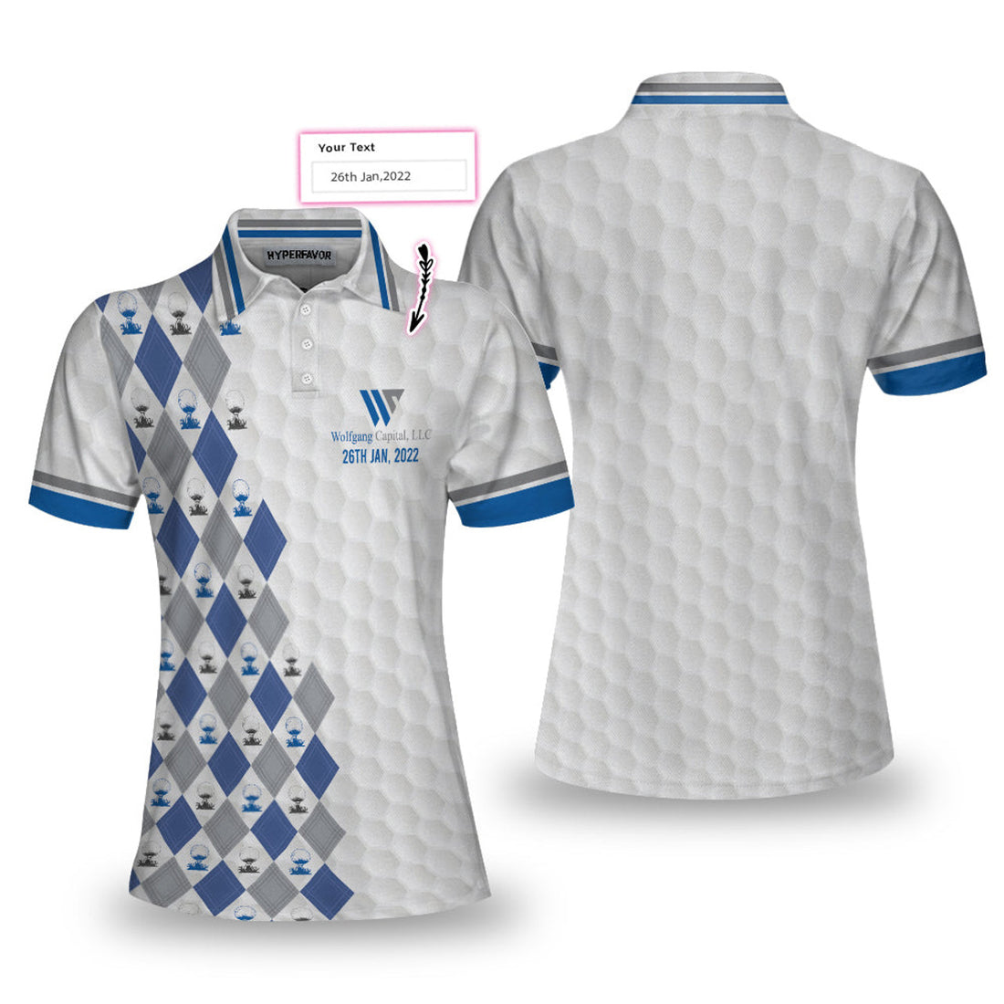 Custom Wolfgang Capital Argyle Pattern With Golf Ball On Tee Custom Shortsleeve Women Polo Shirt - Perfect Gift For Women