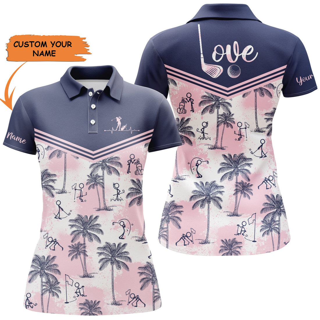 Custom Women Golf Polo Shirt With Colorful Tropical Plants And Palm Leaves Custom Team Golf Polo Shirts