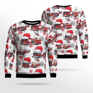 FUNSTUFFPRINT Wyckoff Fire Department, Wyckoff , NJ Christmas AOP Ugly Sweater - Gifts For Firefighters In Wyckoff, NJ Ugly Sweater