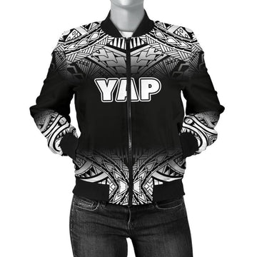 FUNSTUFFPRINT Yap Women's Bomber Jacket - Fog Black Style - 3D Bomber Jacket