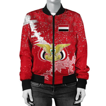 FUNSTUFFPRINT Yemen Christmas Coat Of Arms Women Bomber Jacket Style 3D Bomber Jacket