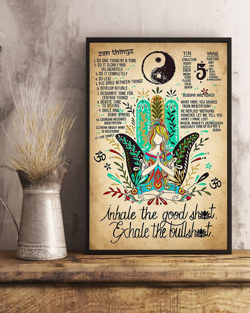 Yoga Poster, Inhale The Good Stuff Exhale Everything Stuff Poster and Canvas