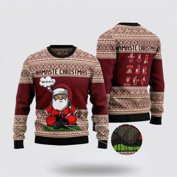 FUNSTUFFPRINT Yoga Santa Clause Ugly Christmas Sweater For Men And Women, Best Gift For Christmas, The Beautiful Winter Christmas Outfit Ugly Sweater