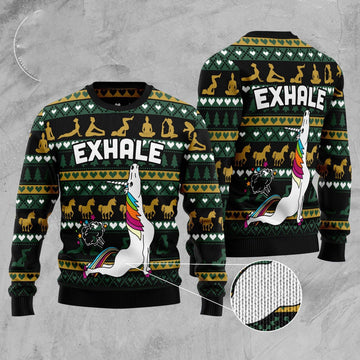 FUNSTUFFPRINT Yoga Unicorn Ugly Christmas Sweater, Christmas Sweater, Ugly Sweater, Funny Xmas Sweaters Ugly Sweater