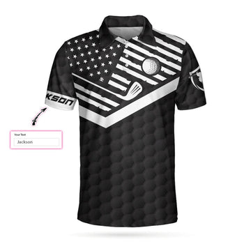 Customized Black American Flag Men Golf Shirt, Your Hole Is My Goal Custom Polo Shirt, Golfer Shirts