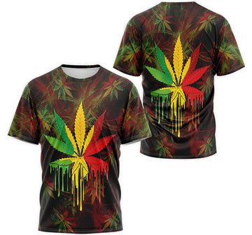 FUNSTUFFPRINT Personalized T-Shirt, Hoodie - Red Blue Green Cannabis Weed Painting 3D T-shirt