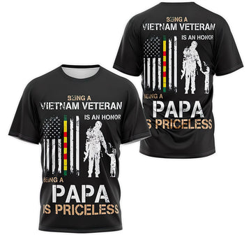 FUNSTUFFPRINT Personalized T-Shirt, Hoodie - Being A Vietnam Veteran Is An Honor Being A Grandpa Is Priceless 3D T-shirt
