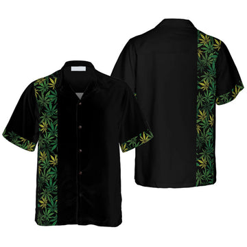Retro Cannabis Marijuana Leaves Hawaiian Shirt, Colorful Summer Aloha Shirt For Men