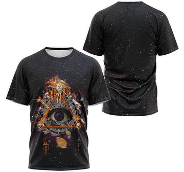 FUNSTUFFPRINT Personalized T-Shirt, Hoodie - Ancient Egypt Hieroglyphic Eye Secret World Galaxy 3D T-shirt