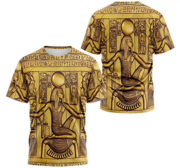FUNSTUFFPRINT Personalized T-Shirt, Hoodie - Ancient Egyptian Gold Hieroglyphic God Hathor 3D T-shirt