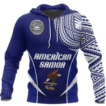 FUNSTUFFPRINT American Samoa Blue 3D Hoodie and Zip Hoodie