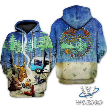 FUNSTUFFPRINT Around Campfire Night Camping Xmas 3D Hoodie and Zip Hoodie