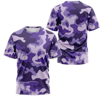 FUNSTUFFPRINT Personalized T-Shirt, Hoodie - Military Army Purple Camo 3D T-shirt