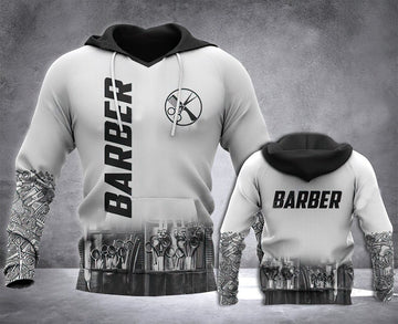 FUNSTUFFPRINT Barber Life White 3D Hoodie and Zip Hoodie