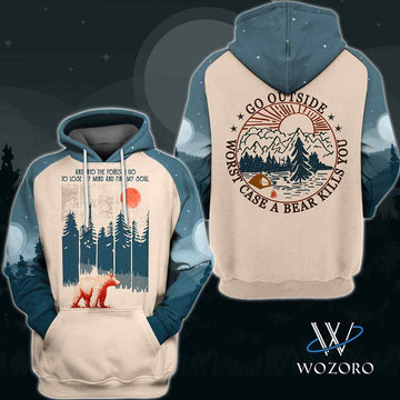 FUNSTUFFPRINT Bear Into Forest Kills You Camping 3D Hoodie and Zip Hoodie