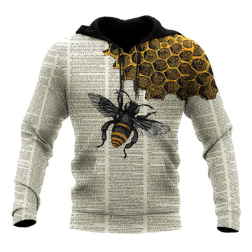 FUNSTUFFPRINT Bee Dictionary Page 3D Hoodie and Zip Hoodie