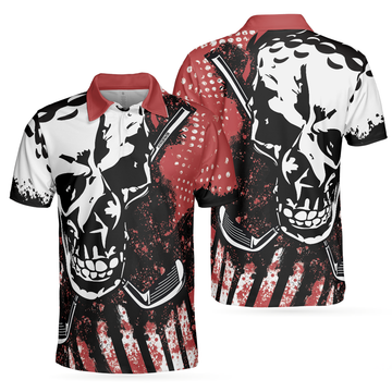Blade Mens Golf Red Short Sleeve Golf Polo Shirt, Skull Polo Shirt, Best Golf Shirt For Men