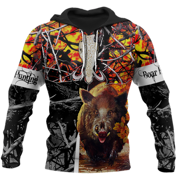 FUNSTUFFPRINT Boar Hunting Camo 3D Hoodie and Zip Hoodie