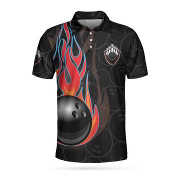Bowling In Fire And Flag Short Sleeve Polo Shirt, Bowling Ball Polo Shirt, Best Bowling Shirt For Men