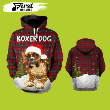 FUNSTUFFPRINT Boxer Dog Funny Boxer Christmas Dog Christmas 3D Hoodie and Zip Hoodie