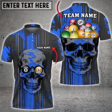 Custom Billiards Skull B-Head Personalized Name, Team Name 3D Polo Shirt, Skull Billiard Shirt