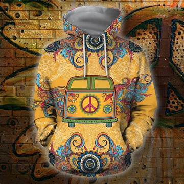 FUNSTUFFPRINT Bus Hippie 3D Hoodie and Zip Hoodie