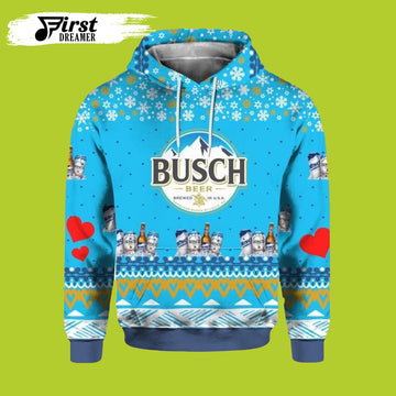 FUNSTUFFPRINT Busch Beer Ugly Christmas 3D Beer 3D Hoodie and Zip Hoodie
