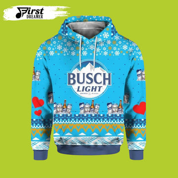 FUNSTUFFPRINT Busch Light Beer Ugly Christmas 3D Beer 3D Hoodie and Zip Hoodie