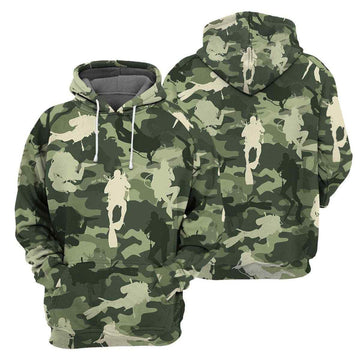 FUNSTUFFPRINT Camo Scuba Diving 3D Hoodie and Zip Hoodie