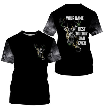 FUNSTUFFPRINT Deer Hunting Best Buckin's Dad Ever Custom Name 3D All Over Printed Shirts Hoodie Father's Day Gift 3D T-shirt