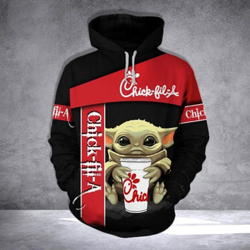 FUNSTUFFPRINT Chick Fill A Baby Yoda Full Over Printing 3D Hoodie and Zip Hoodie