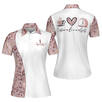 Coffee Love Golf Leopard Pattern Short Sleeve Women Polo Shirt