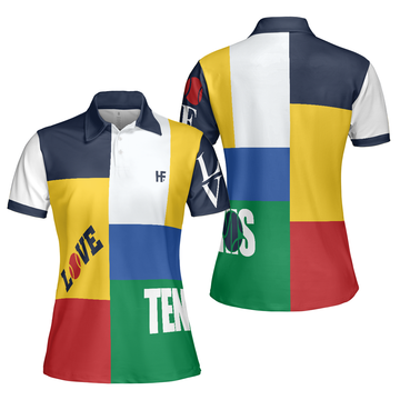 Color-Blocked Tennis Shirt Short Sleeve Women Polo Shirt