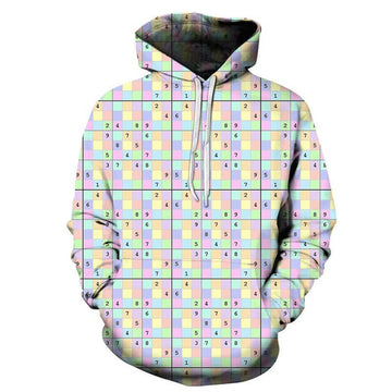 FUNSTUFFPRINT Colorful Sudoku 3D Hoodie and Zip Hoodie
