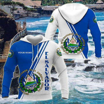 FUNSTUFFPRINT Customize El Salvador Coat Of Arms Flag Unisex 3D Hoodie and Zip Hoodie