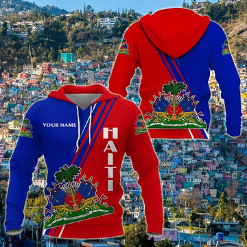 FUNSTUFFPRINT Customize Haiti Coat Of Arms Flag 3D Hoodie and Zip Hoodie
