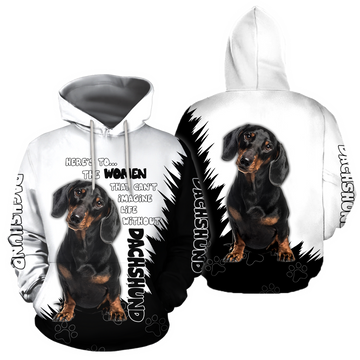FUNSTUFFPRINT Dachshund Dog Lover 3D Hoodie and Zip Hoodie