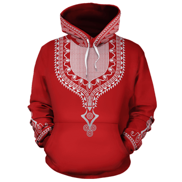 FUNSTUFFPRINT Dashiki Color Red All Over 3D Hoodie and Zip Hoodie