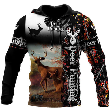 FUNSTUFFPRINT Deer Hunting V Camo 3D Hoodie and Zip Hoodie
