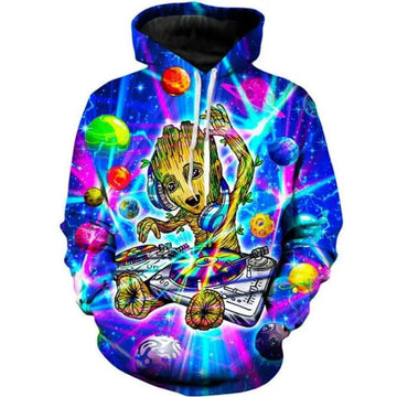 FUNSTUFFPRINT Dj Groot Galaxy 3D Hoodie and Zip Hoodie