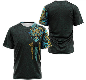 FUNSTUFFPRINT Personalized T-Shirt, Hoodie - Dragon Odin Norse Mythology Pattern 3D T-shirt